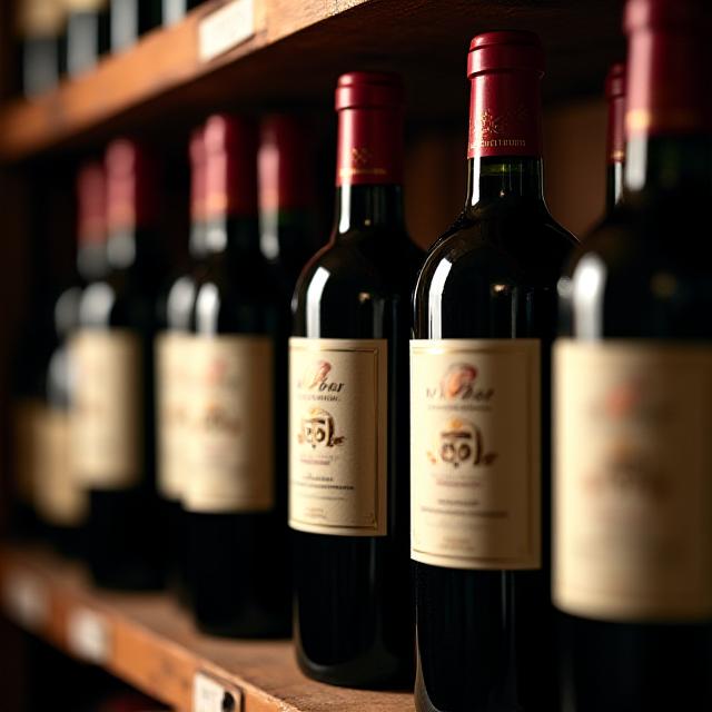 Selezione di bottiglie di vino in una vineria storica